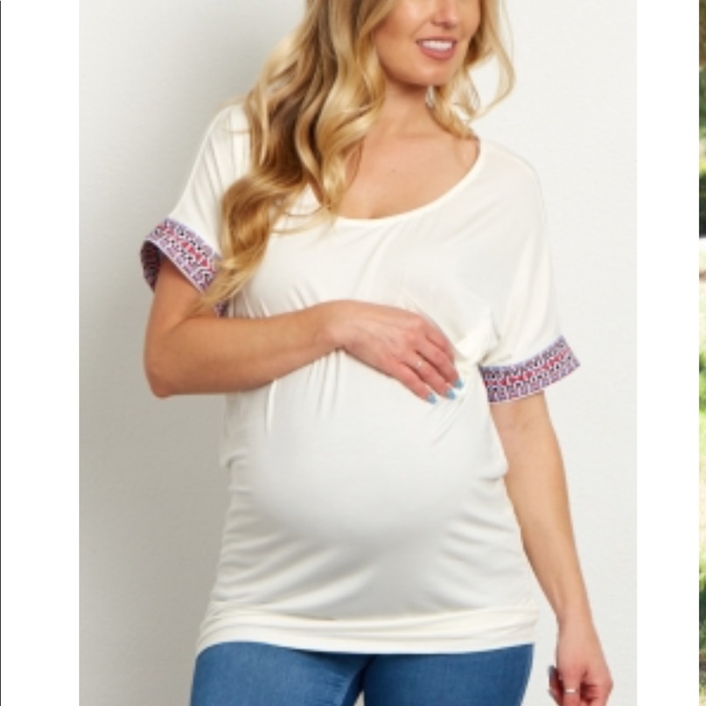 Boho Embroidered Materinty Tee